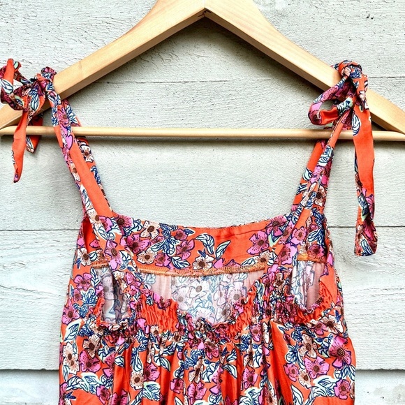 FRNCH Vera Top Gigliola Print Orange Floral Tie Italian Made Feminine Romantic S - Picture 12 of 14